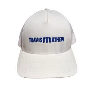 Travis Mathew Snapback Hat White Blue Golf Cap The Awesome Tour